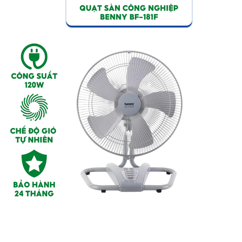 Quạt Sàn Công Nghiệp Benny BF-181F - Công suất 120W - 3 tốc độ gió - Bảo Hành Chính Hãng 24 tháng