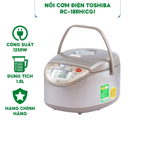 Nồi cơm điện Toshiba 1.8L RC-18RH(CG)-Công suất 1250W-10 chế độ nấu-Bảo hành chính hãng 12 tháng