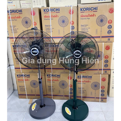 Quạt điện Korichi KRC-6319 XANH- Công suất 85W - 2 màu cao 1m3 - Bảo hành chính hãng 24 tháng