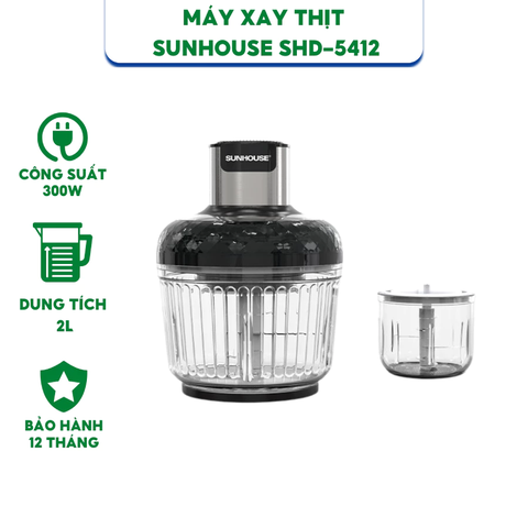 Máy xay thịt đa năng Sunhouse SHD5412 - Công suất 300W - 2 chế độ - Bảo hành chính hãng 12 tháng