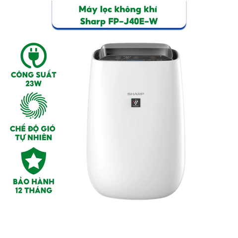 Máy lọc không khí Sharp FP-J40E-W - Công suất 23W - 4 mức độ lọc - Bảo hành chính hãng 12