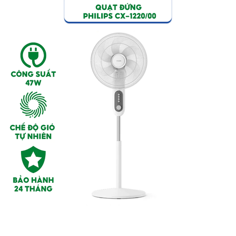 Quạt Đứng Philips CX1220/00 - Độ Ồn Thấp - Hàng Chính hãng Bảo Hành 24 Tháng