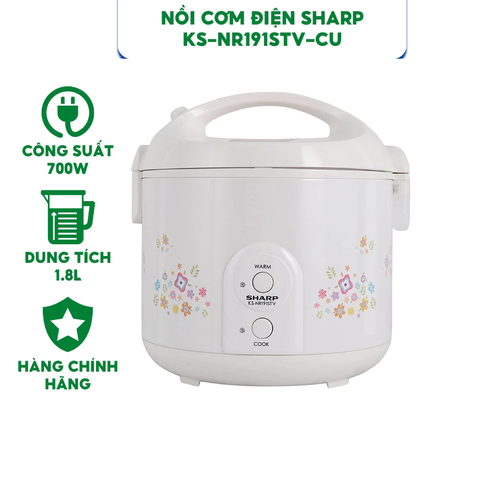 Nồi cơm điện Sharp KS-NR191STV - CU dung tích 1.8L - Hàng chính hãng bảo hành 12 tháng.