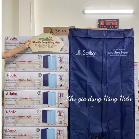 Tủ Sấy Quần Áo Saiko CD-1800 - Sấy Tối Đa 20kg Quần Áo - Công Suất 1800W - Bảo Hành Chính Hãng 18 tháng