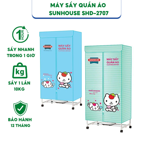 Tủ sấy Quần Áo SHD2702 - Sấy Tối Đa 10kg Quần Áo - Công Suất 900W - Bảo Hành Chính Hãng 12 Tháng