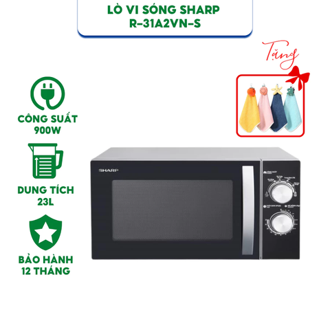 Lò vi sóng Sharp R-31A2VN-S (23L) - Công suất 900W - 6 mức điều chỉnh nhiệt - Bảo hành 12 tháng