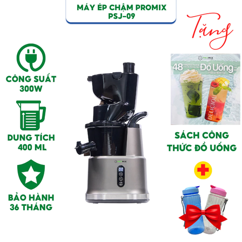 Máy ép chậm Promix PSJ-09 - Công suất 300W - Phiên bản mới nhất 2025- Dung tích 400ml - Hàng chính hãng Bảo hành 36 2025