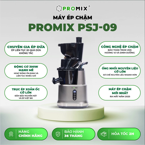 Máy ép chậm Promix PSJ-09 - Công suất 300W - Phiên bản mới nhất 2025- Dung tích 400ml - Hàng chính hãng Bảo hành 36 2025