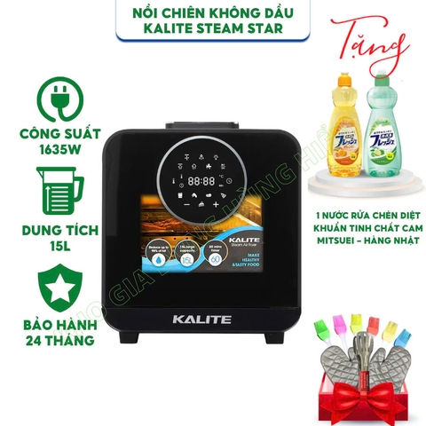 Nồi chiên không dầu hơi nước Kalite Steam Star - Dung tích 15 lít - Công suất 1635W - Hàng chính hãng bảo hành 24 tháng