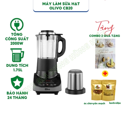 Máy làm sữa hạt OLIVO CB20 - Dung tích 1.75 lít - Công suất 2000W - Hàng chính hãng bảo hành 24 Tháng