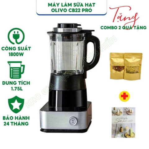 Máy làm sữa hạt, nấu sữa đậu nành Olivo CB22 Pro - Dung tích 1.75 lít - Công suất 1800W - Hàng chính hãng bảo hành 24 tháng