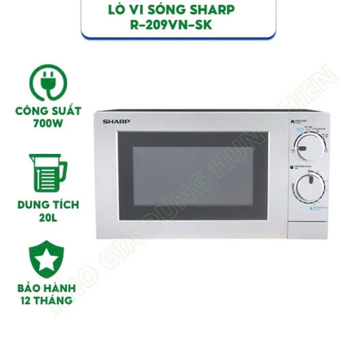 Lò vi sóng Sharp R-209VN-SK - Dung tích 20 lít - Công suất 700W - Hành chính hãng bảo hành 12 tháng