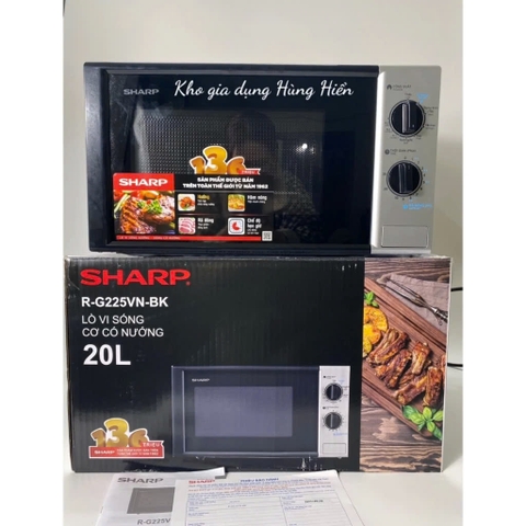 Lò Vi Sóng kết hợp nướng Sharp R-G225VN-BK - Dung tích 23 lít - Công suất 700-1000W - Hàng chính hãng bảo hành 12 Tháng