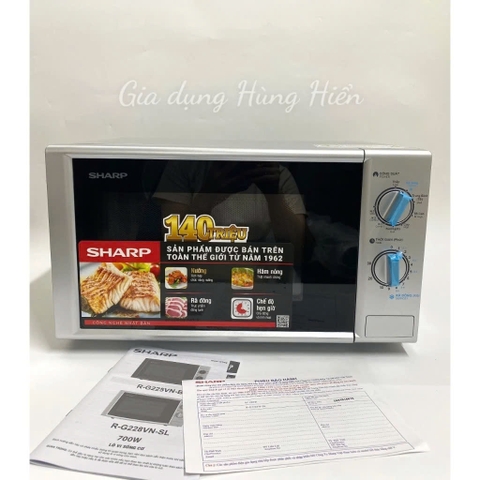 Lò vi sóng Sharp có nướng R-G228VN-SL - Dung tích 20 lít - Công suất 700-1000W - Hàng chính hãng bảo hành 12 tháng