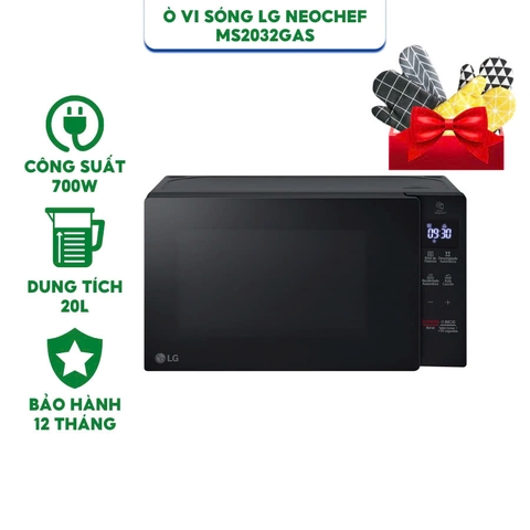 Lò vi sóng LG Neochef MS2032GAS - Dung tích 20L - Công suất 700W - Hàng chính hãng bảo hành 12 tháng