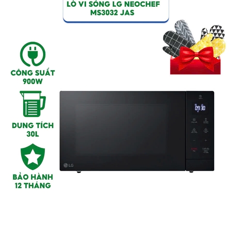 Lò vi sóng LG Neochef MS3032JAS - Dung tích 30 lít - Công suất 900W - Hàng chính hãng bảo hành 12 tháng