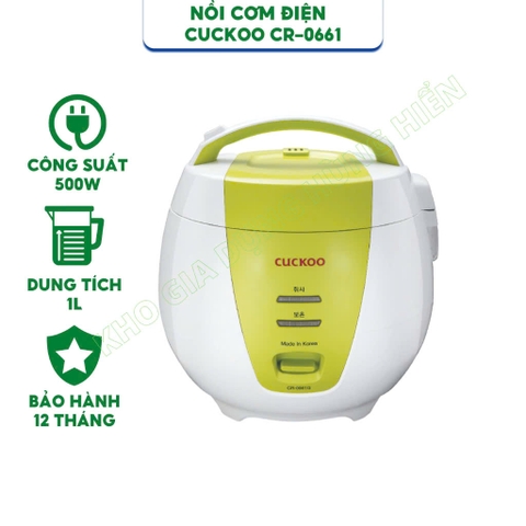 Nồi cơm điện Cuckoo CR-0661 - Dung tích 1 lít - Công suất 500W - Hàng chính hãng bảo hành 12 tháng
