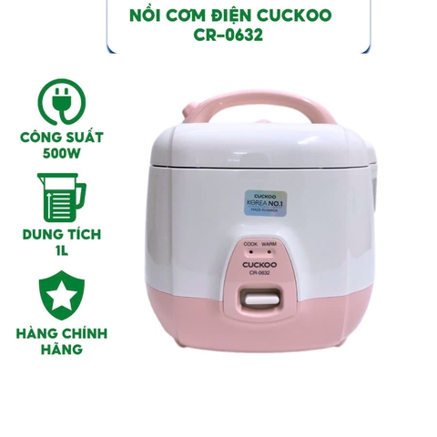 Nồi cơm điện Cuckoo CR-0632 - Dung tích 1 lít - Công suất 500W - Hàng chính hãng bảo hành 24 tháng