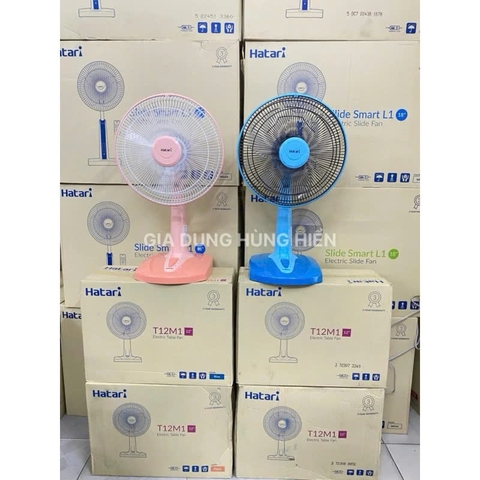 Quạt bàn Hatari Thái Lan T12M1 Hồng Peach  - Công suất 30W - Sải cánh 12inch - 3 tốc độ gió - Bảo hành chính hãng 36 tháng