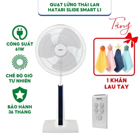 Quạt lửng Thái Lan Hatari Slide Smart L1 có Điều khiển, Cảm ứng sải cánh 450mm - Hàng chính hãng bảo hành 36 tháng