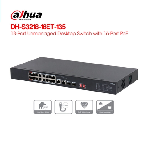 Switch PoE 18 cổng DAHUA DH-S3218-16ET-135