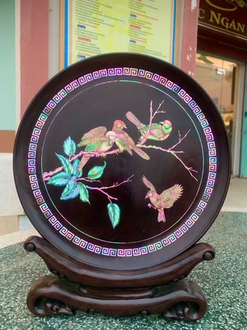 Đĩa gỗ khảm gốc