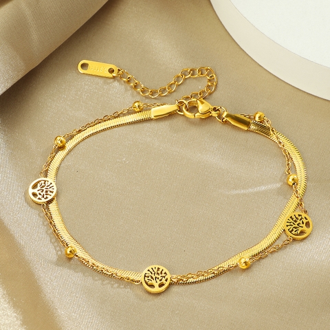 Vòng tay titan vàng charm cây layer 2501003