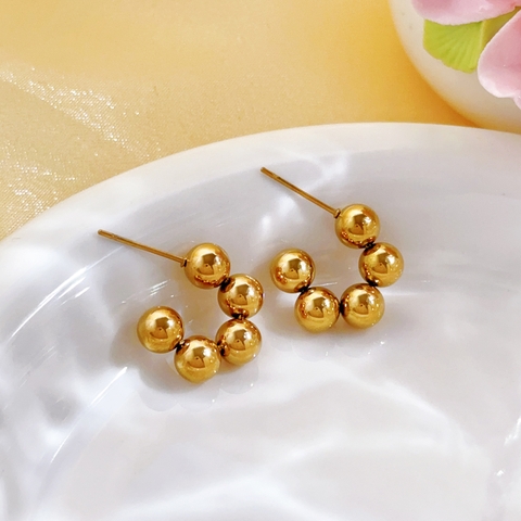 Bông tai titan vàng  hạt tròn 2600138