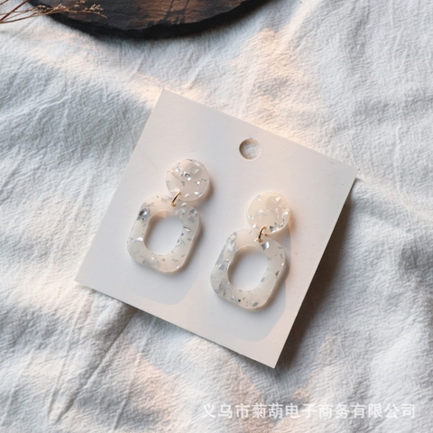 Bông tai chuôi bạc 925 da báo trắng  2600224
