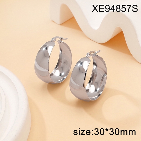 Bông tai titan bạc tròn bản dày 2600258