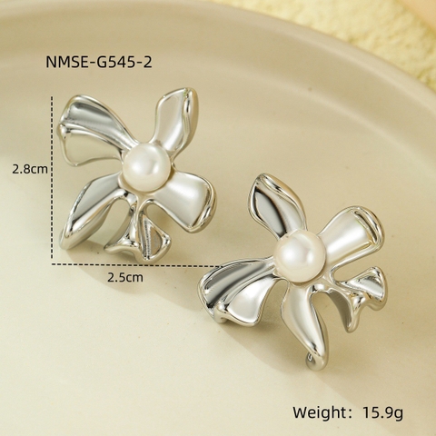 Bông tai titan bạc hoa lớn 2600281