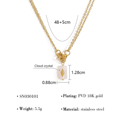 Dây chuyền titan vàng đá thạch anh hồng 2600051