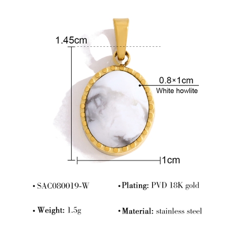 Dây chuyền titan đá bạch tùng trắng (white howlite) 2500873