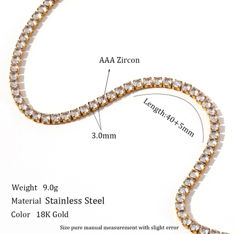 Dây chuyền titan vàng đính hạt CZ trắng tròn 2500971