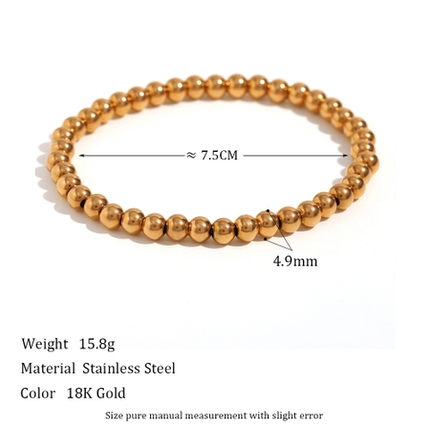Vòng tay titan vàng hạt tròn 5mm  2500974