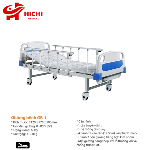 Giường Bệnh Nhân Lucass GB1 - Giường Y Tế 1 Tay Quay