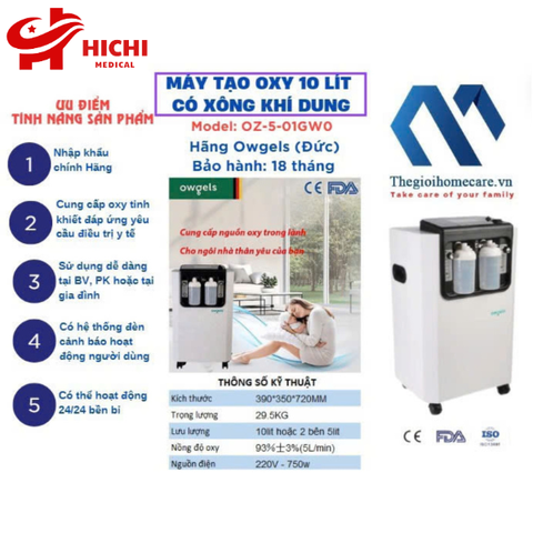 Máy tạo Oxy Công Suất 10L/Phút Owgels OZ-5-01NW0