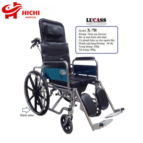 Xe Lăn Đa Năng Lucass X7B Vành Đúc Ngả Nằm Kèm Bô
