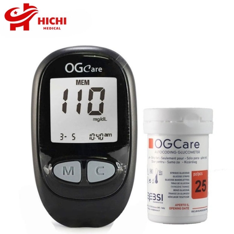 Máy Đo Đường Huyết OGCare Nhập Ý tặng 25 Que Thử Và 25 Kim