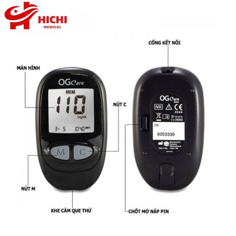 Máy Đo Đường Huyết OGCare Nhập Ý tặng 25 Que Thử Và 25 Kim