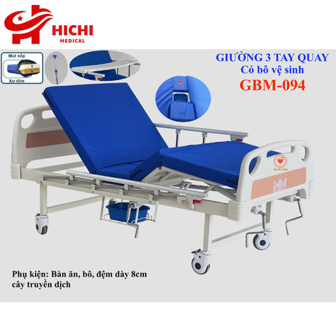 Giường y tế GBM-094 3 tay quay có bô