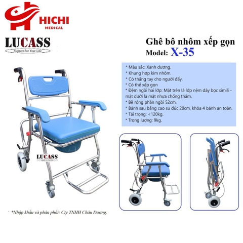 Ghế Bô Khung Nhôm Có Bánh Xe Lucass X-35