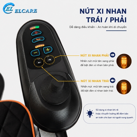 Xe Lăn Điện Hongye-W580 Có Xi nhan, Đèn Pha Đi Đêm, Báo Hiệu Khẩn Cấp, Sạc Pin Điện Thoại, Điều Khiển Từ Xa Hong