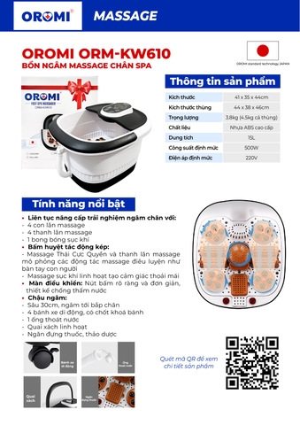 Bồn Ngâm Chân Massage Nhật Bản Oromi ORM-KW610