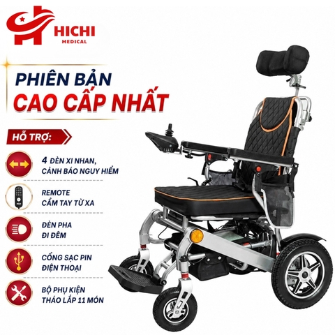 Xe Lăn Điện Hongye-W580 Có Xi nhan, Đèn Pha Đi Đêm, Báo Hiệu Khẩn Cấp, Sạc Pin Điện Thoại, Điều Khiển Từ Xa Hong