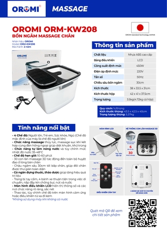 Bồn Ngâm Massage Chân Cao Cấp ORM-KW208 Phiên Bản Mới