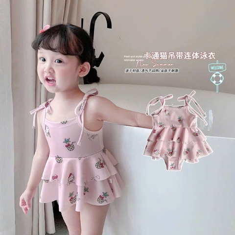 Váy bơi 2 dây buộc vai hello kitty bé gái