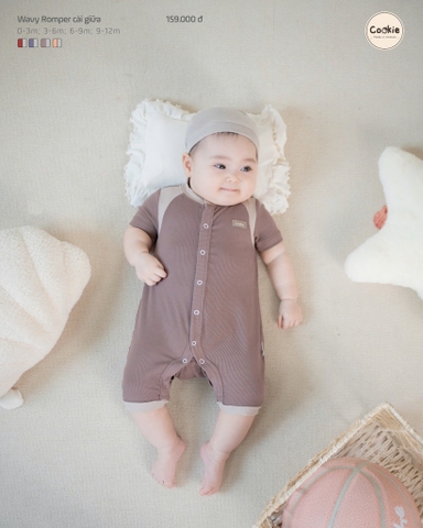 Body Cookie cài giữa ( xám, nâu, 0-12m)