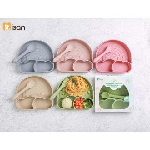 Khay ăn dặm silicon kèm thìa Misan
