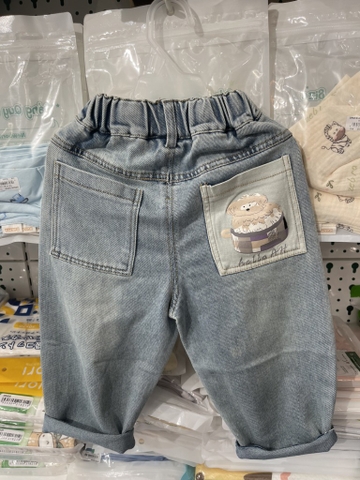 Quần bò bé trai túi gấu